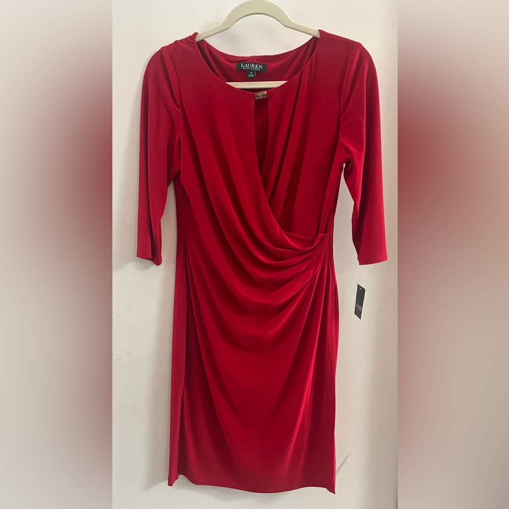 Ralph Lauren Vibrant Red Three Quarter Sleeve Dress